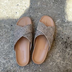 The Dayna Lugsole Slide Sandal in Spotted Calf Hair